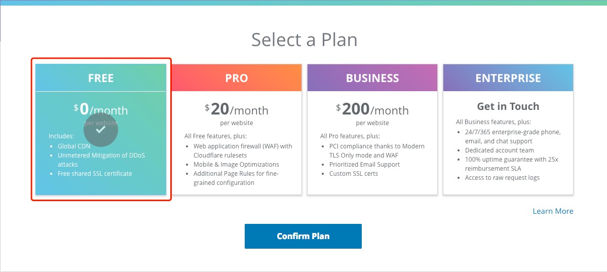 Cloudflare Free Plan